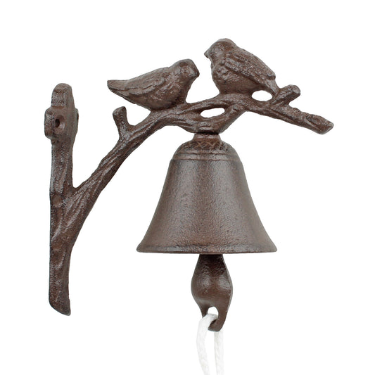 Birds On Tree Dinner Bell Cast Iron Wall Mounted Antique Style Rustic Finish