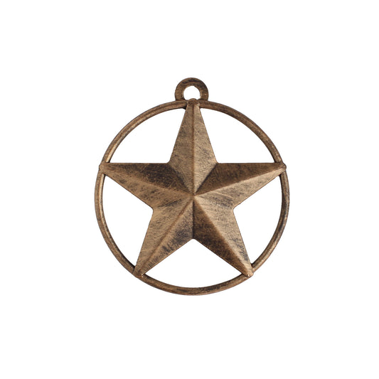 Tiny Small Metal Wall Star Brushed Copper With Smooth Ring Light Weight 3 inch