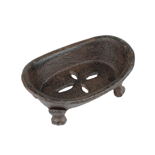 Antique Style Cast Iron Bathtub Soap Dish Holder Western Decor Rustic Brown