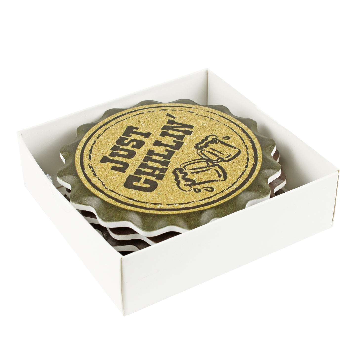 4 Funny Beer Table Porcelain Coasters With Cork Back Man Cave Bar Kitchen Decor