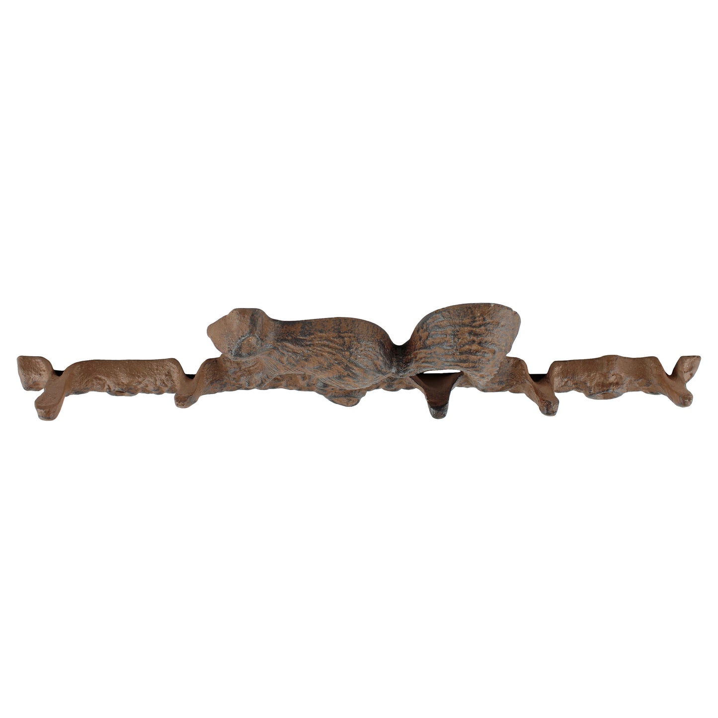 Rustic Cast Iron Squirrel On Branch Wall Hook Rack Key Towel Leash Hanger Brown