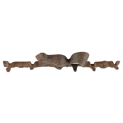 Rustic Cast Iron Squirrel On Branch Wall Hook Rack Key Towel Leash Hanger Brown