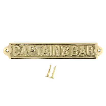 Captain's Bar Wall Decor Door Sign Polished Solid Brass Nautical Beach House