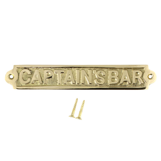 Captain's Bar Wall Decor Door Sign Polished Solid Brass Nautical Beach House