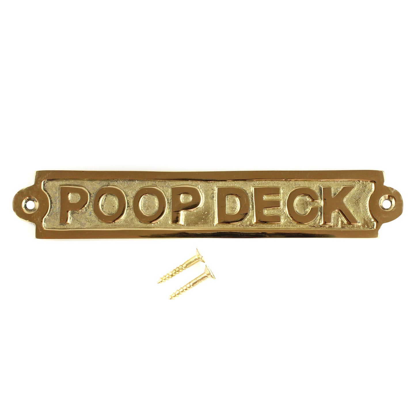 Polished Solid Brass Poop Deck Wall Decor Sign Nautical Beach House Door Plaque