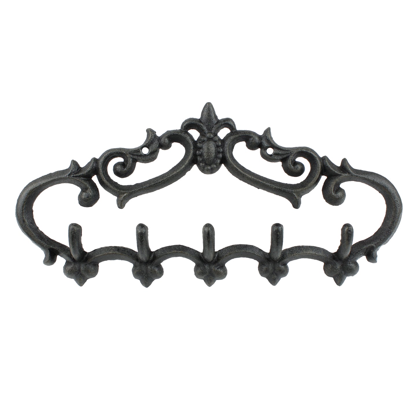 Fleur De Lis Coat Rack Key Hooks Cast Iron Wall Mounted Towel Hanger Brown