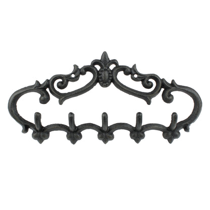 Fleur De Lis Coat Rack Key Hooks Cast Iron Wall Mounted Towel Hanger Brown