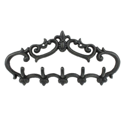 Fleur De Lis Coat Rack Key Hooks Cast Iron Wall Mounted Towel Hanger Brown