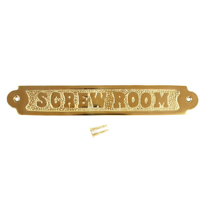 Screw Room Wall Plaque Sign Solid Brass Nautical Beach Boat House Decor