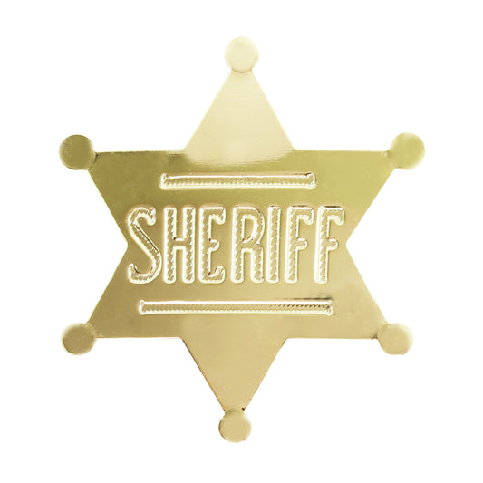 Golden Sheriff Police Badge 6 Point Star Wild West Shiny Finish Made in USA