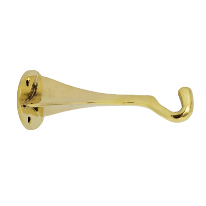 Solid Brass Lamp or Basket Holder Hook Wall Mounted Polished Gold Finish 5 inch