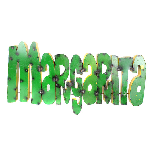 XL Margarita Recycled Metal Sign Colorful Mexican Bar Cantina Wall Decor 24.5 inch