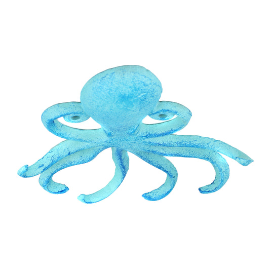 Octopus Tentacles Wall Hook Key Rack Cast Iron Coat Towel Hanger Nautical Blue