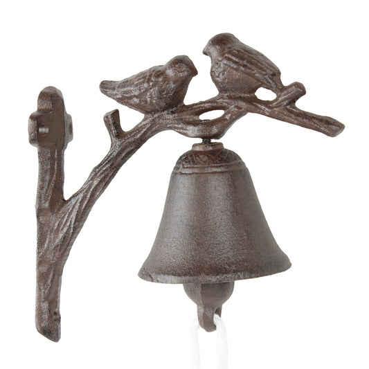 Cast Iron Birds On Tree Dinner Bell Wall Mounted Antique Style Rustic Finish