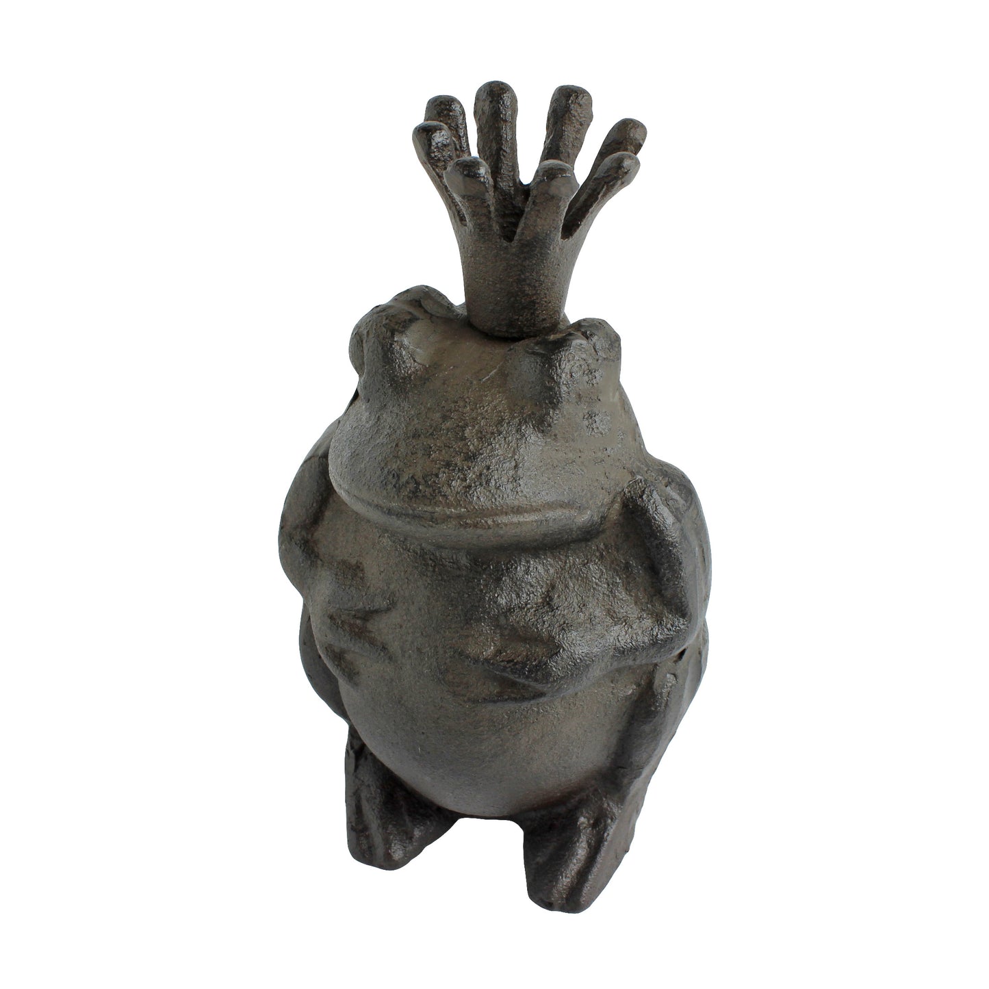 Frog Prince Charming Figurine King Toad Cast Iron Rustic Brown Garden Statue 6"