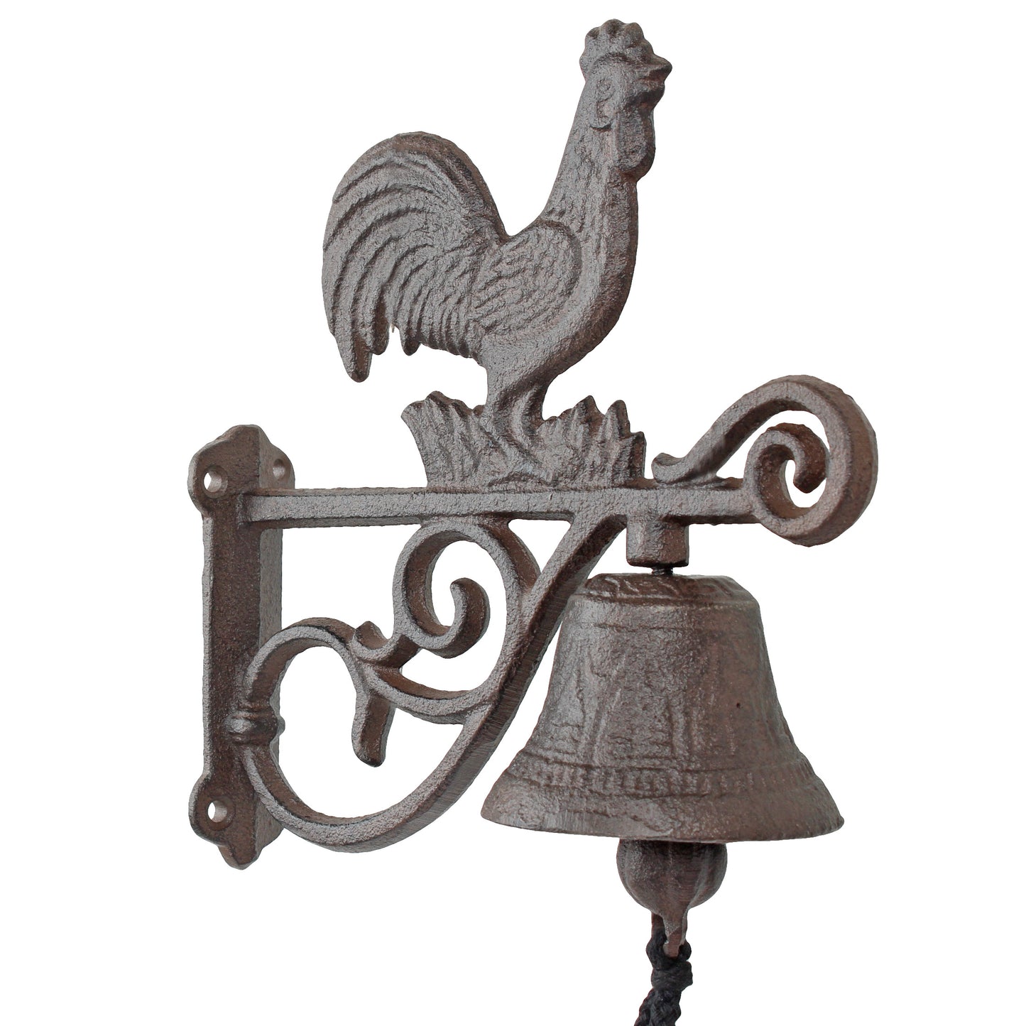 Rooster Scrolls Farm Dinner Bell Cast Iron Wall Mounted Rustic Country Western
