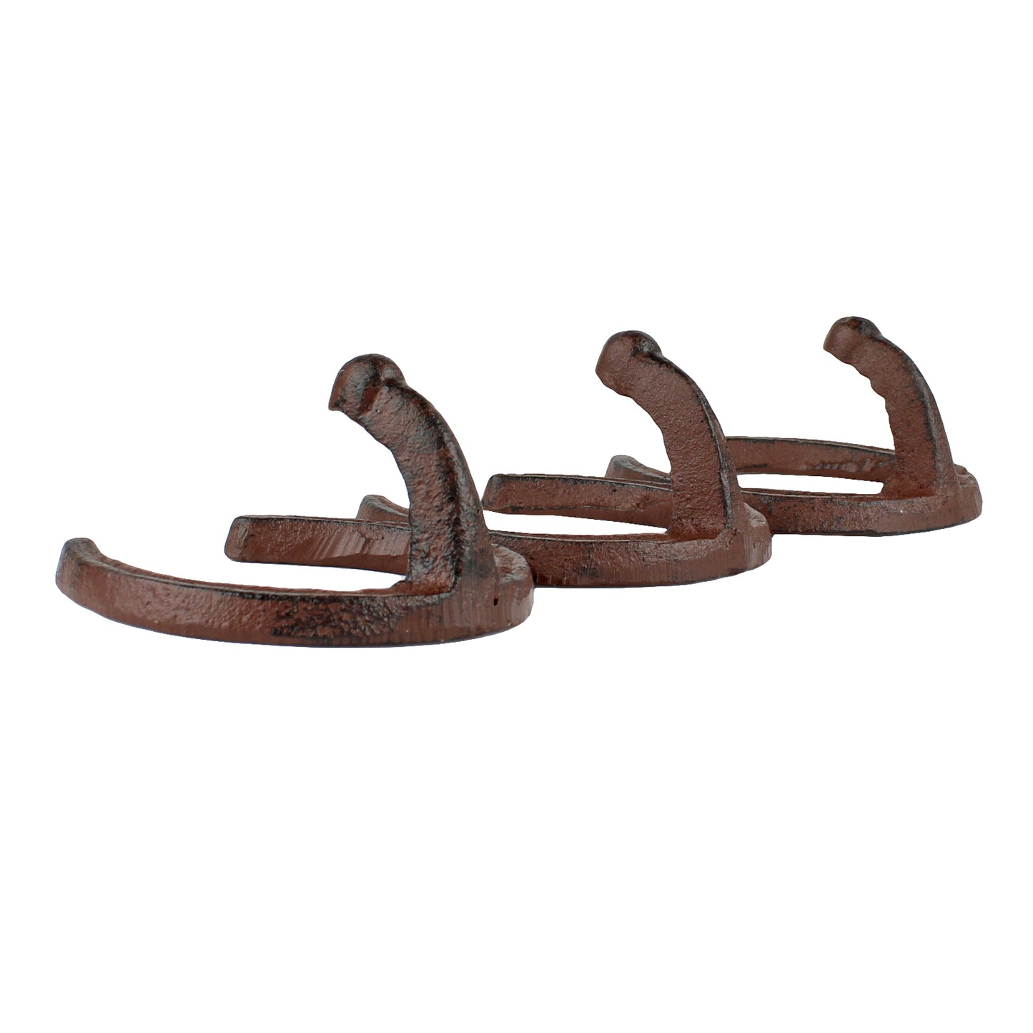 Horseshoe Triple Wall Hook Cast Iron Key Towel Coat Hanger Rustic Western Brown