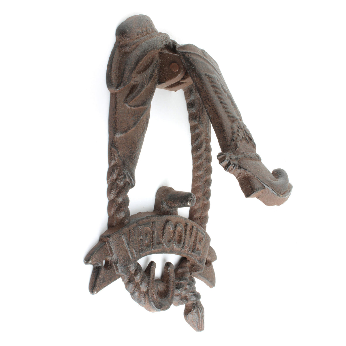 Cast Iron Western Welcome Door Knocker Cowboy Boot Hat Horseshoe Rope Rustic