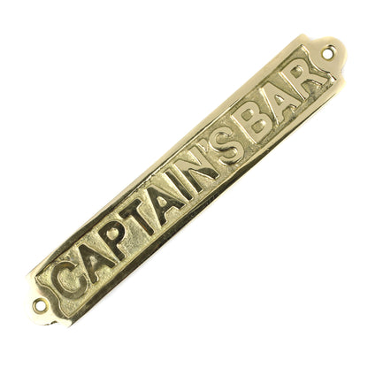 Captain's Bar Wall Decor Door Sign Polished Solid Brass Nautical Beach House