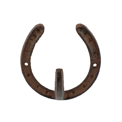 Cast Iron Lucky Horseshoe Wall Hook Key Towel Coat Hanger Rustic Brown 3 5/8 in