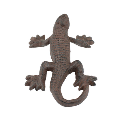 Lizard Figurine Statue Cast Iron Rustic Brown Pond Garden Decor Paperweight