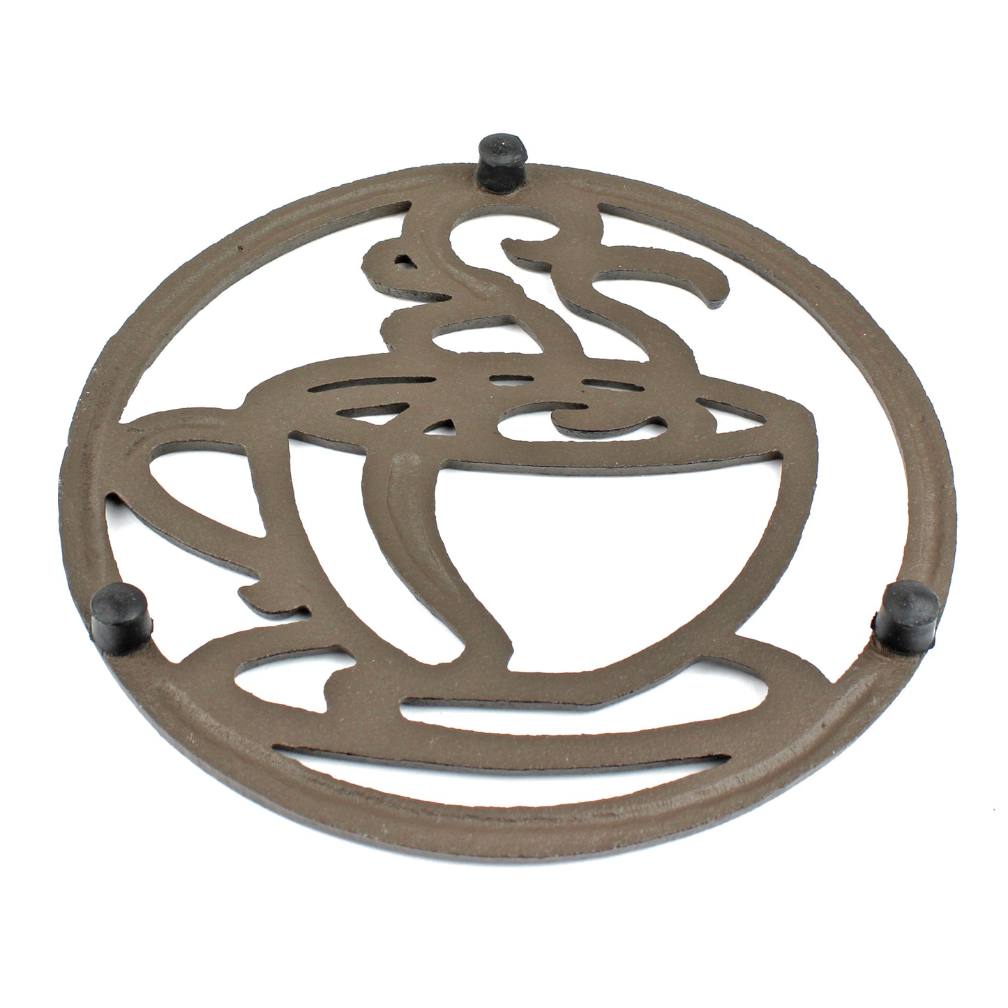 Coffee Cup Trivet Cast Iron Rustic Antique Style Hot Pot Plate Holder Round