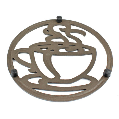 Coffee Cup Trivet Cast Iron Rustic Antique Style Hot Pot Plate Holder Round