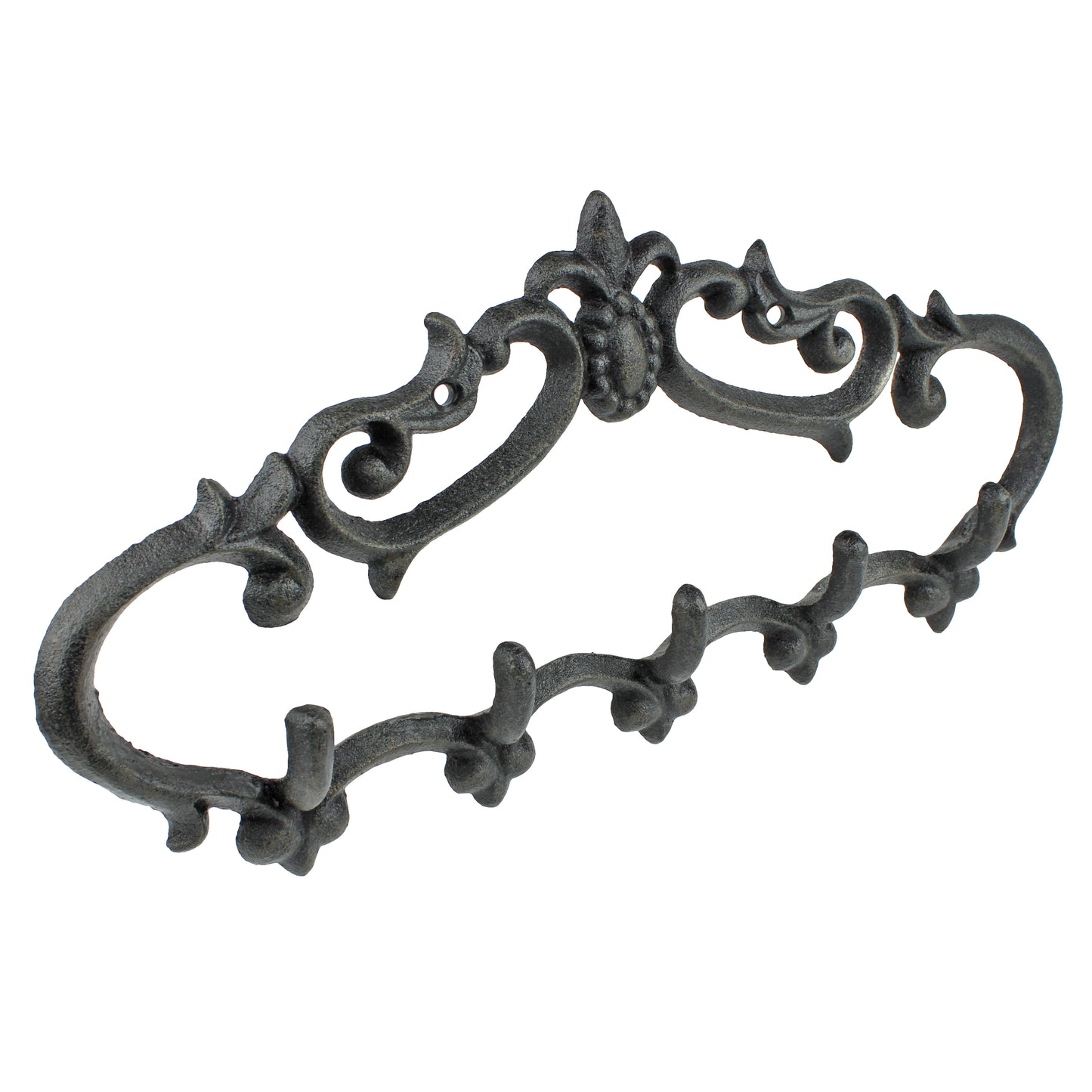 Fleur De Lis Coat Rack Key Hooks Cast Iron Wall Mounted Towel Hanger Brown