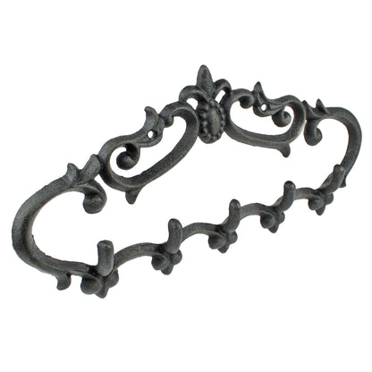 Fleur De Lis Coat Rack Key Hooks Cast Iron Wall Mounted Towel Hanger Brown