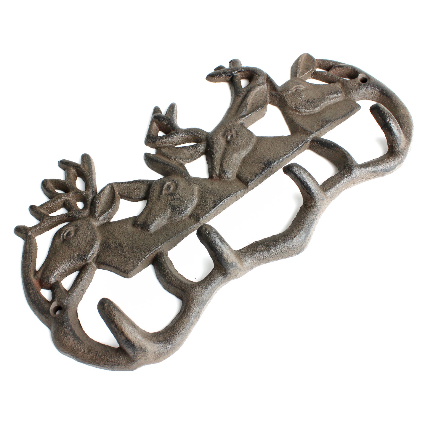Cast Iron Deer Antler Wall Hook Rack Key Towel Coat Hanger Rustic Cabin Decor