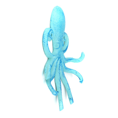 Octopus Tentacles Wall Hook Key Rack Cast Iron Coat Towel Hanger Nautical Blue
