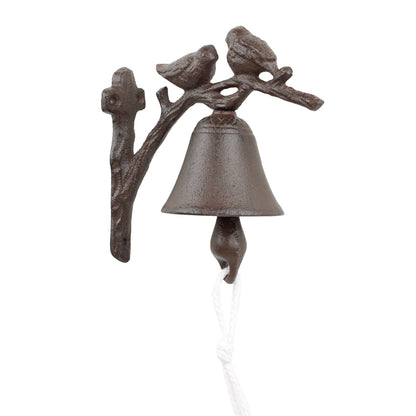 Birds On Tree Dinner Bell Cast Iron Wall Mounted Antique Style Rustic Finish