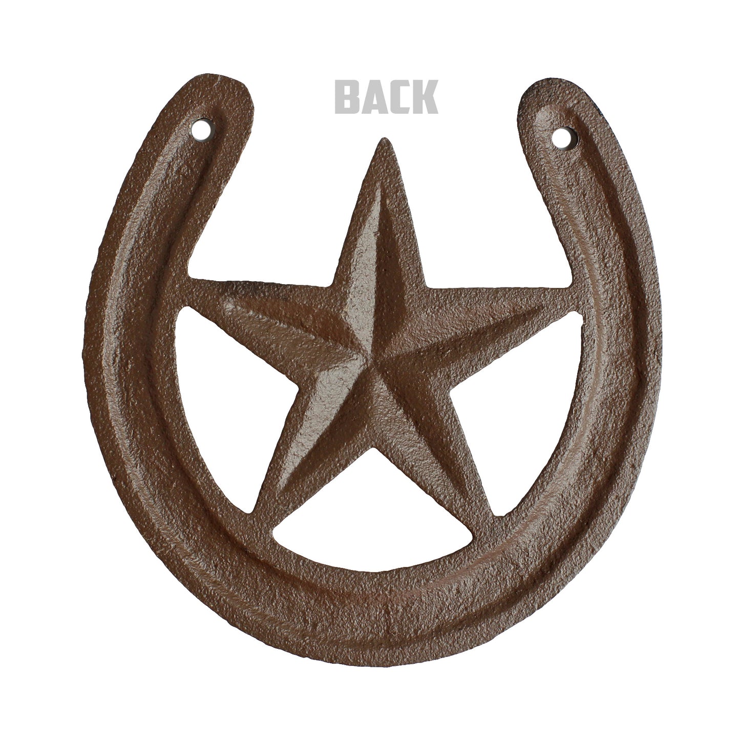 Rustic Lucky Horseshoe Star Cast Iron Decorative Brown Western Decor 5 x 4 3/4"