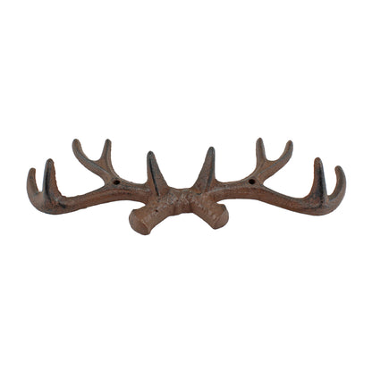Deer Antler Coat Rack Wall Key Hook Towel Hat Hanger Cast Iron Rustic Brown