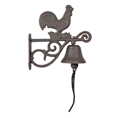 Rooster Scrolls Farm Dinner Bell Cast Iron Wall Mounted Rustic Country Western