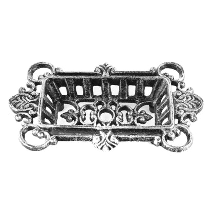 Cast Iron Victorian Soap Dish Ornate Antique Style Bathroom Decor Rustic Silver