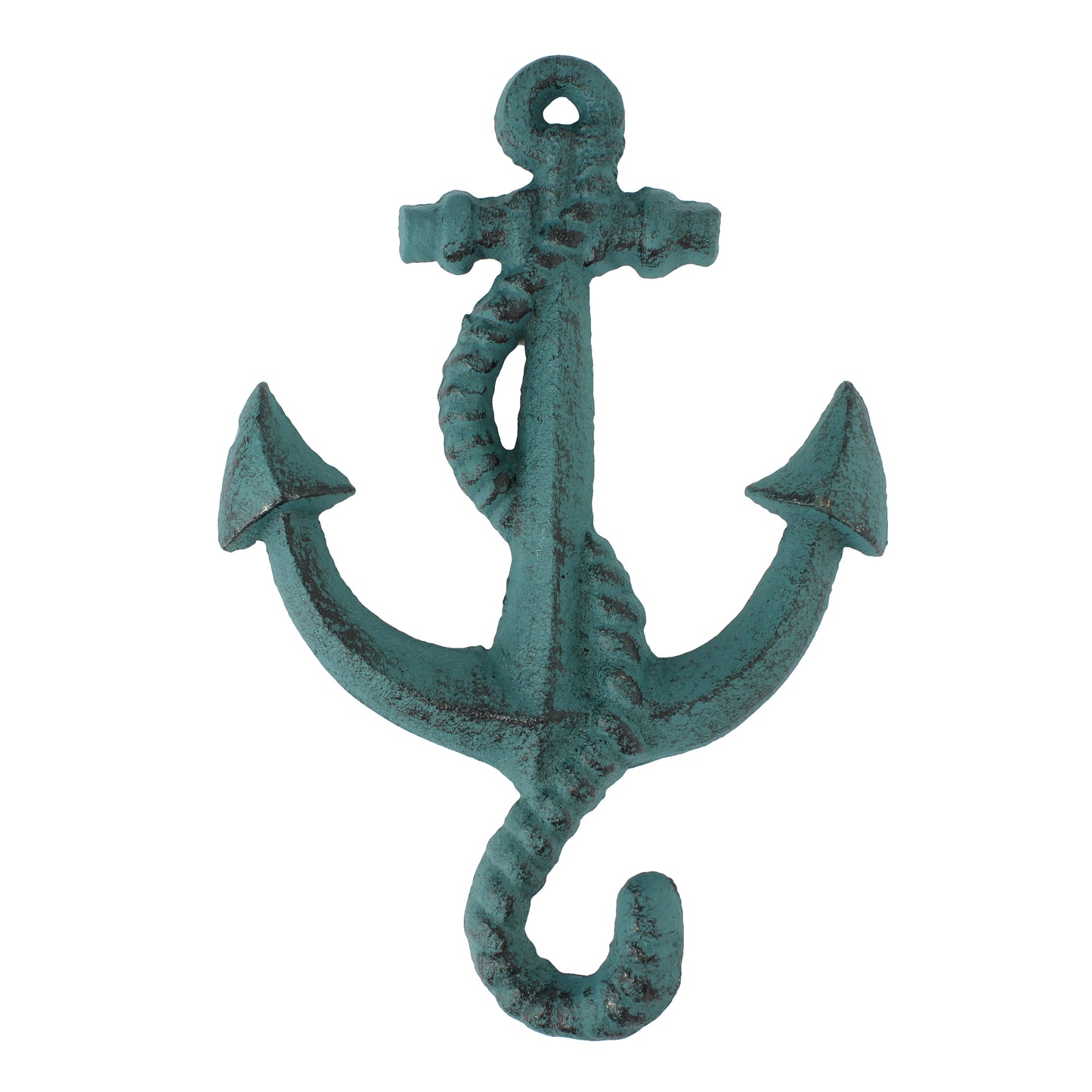 Cast Iron Boat Anchor Rope Wall Hook Coat Towel Hanger Nautical Decor Dark Teal