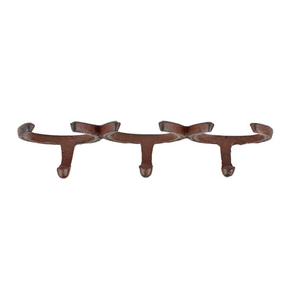 Horseshoe Triple Wall Hook Cast Iron Key Towel Coat Hanger Rustic Western Brown