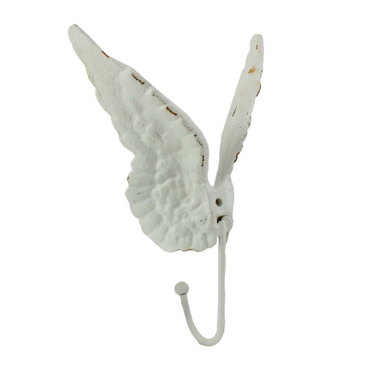 Rustic Cast Iron Angel Wings Wall Hook Distressed White Coat Towel Hanger Decor