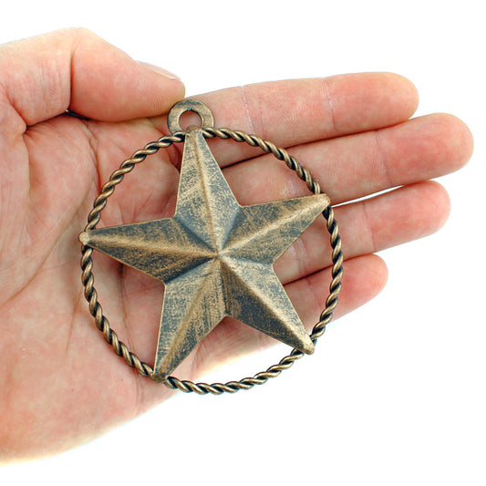 Rustic Tiny Small Barn Star Twisted Wire Ring 3 inch Tin Metal Brushed Copper