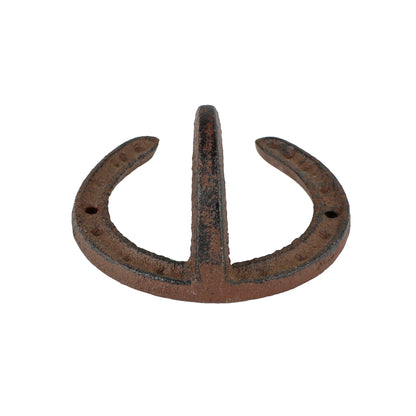 Cast Iron Lucky Horseshoe Wall Hook Key Towel Coat Hanger Rustic Brown 3 5/8 in