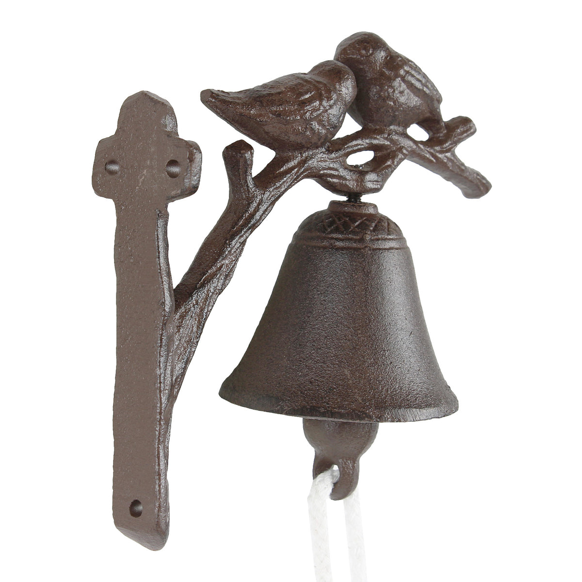Cast Iron Birds On Tree Dinner Bell Wall Mounted Antique Style Rustic Finish
