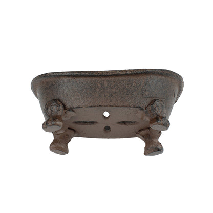 Antique Style Cast Iron Bathtub Soap Dish Holder Western Decor Rustic Brown