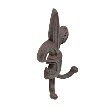 Fleur De Lis Double Wall Hook Cast Iron Key Coat Towel Hanger Antique Finish