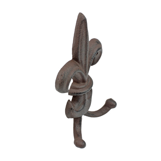 Fleur De Lis Double Wall Hook Cast Iron Key Coat Towel Hanger Antique Finish