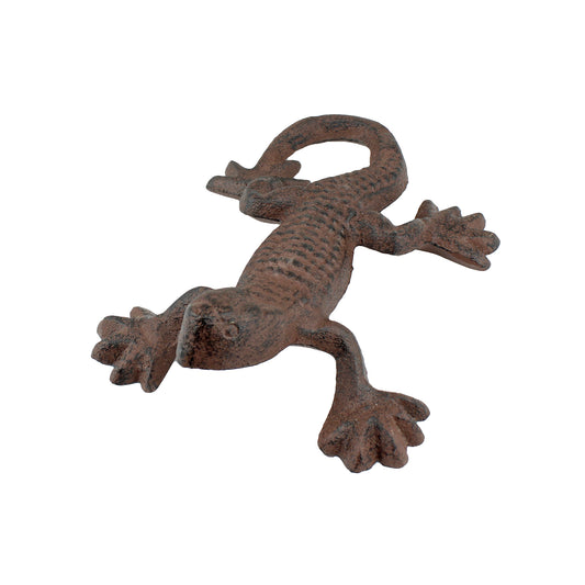 Lizard Figurine Statue Cast Iron Rustic Brown Pond Garden Decor Paperweight