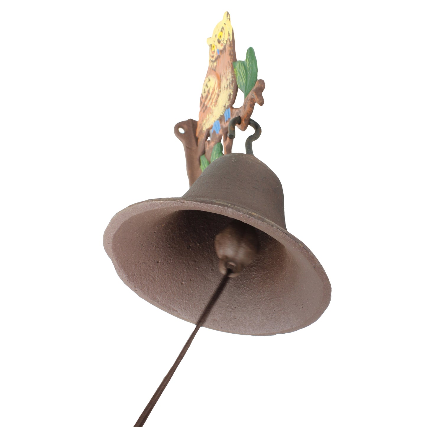 Owl On Tree Dinner Bell Cast Iron Wall Mounted Antique Style Rustic Hand Painted