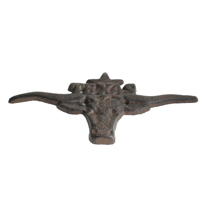 Cast Iron Texas Longhorn Star Wall Decor Rustic Western Accent 10 3/4 inch Long