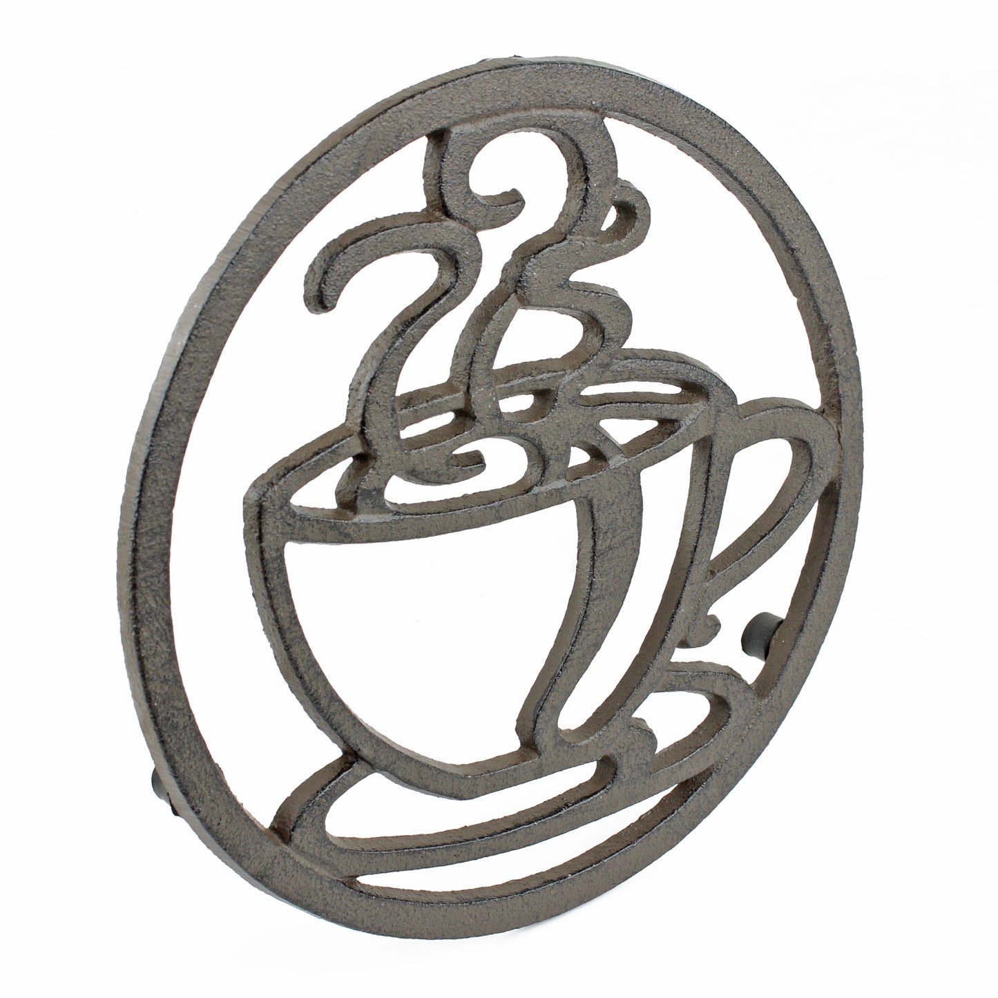 Coffee Cup Trivet Cast Iron Rustic Antique Style Hot Pot Plate Holder Round