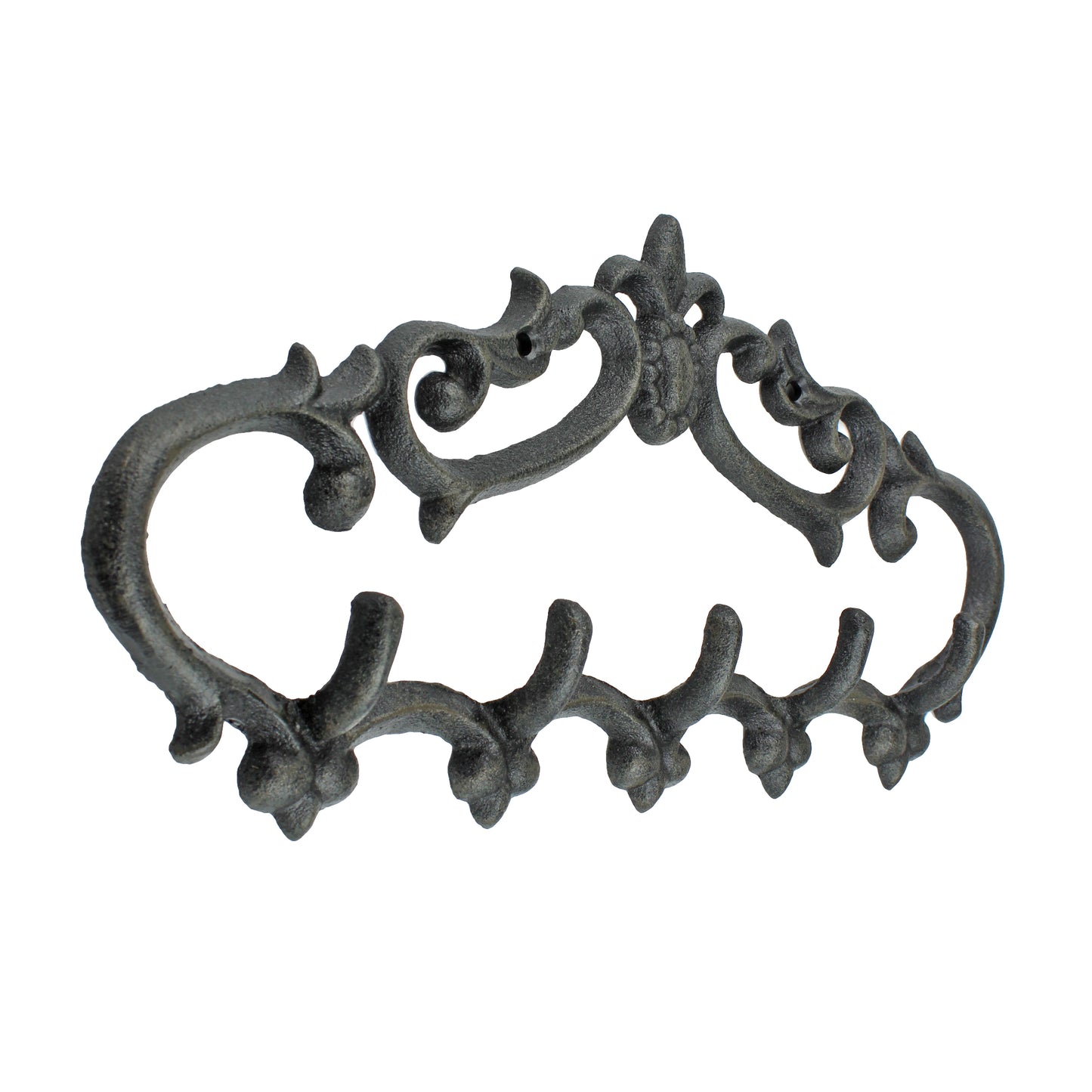 Fleur De Lis Coat Rack Key Hooks Cast Iron Wall Mounted Towel Hanger Brown